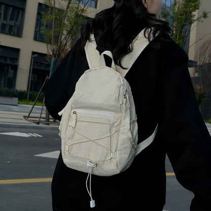 White Mini Lightweight Drawstring Backpack for Women - Small Casual Travel Daypack V888-ELOSUNG33973