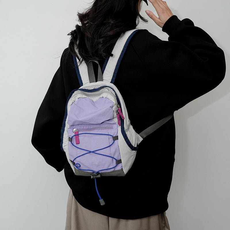 Purple Mini Lightweight Drawstring Backpack for Women - Small Casual Travel Daypack V888-ELOSUNG33974