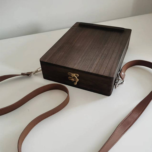 Vintage Writer's Wooden Messenger Box - Artisan Crossbody Satchel for Artists and Creatives V888-ELOSUNG33980
