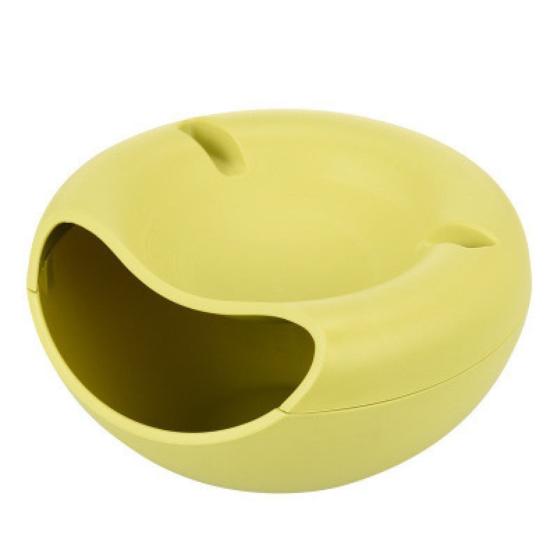 Green Creative Lazy Snack Bowl with Phone Holder - Dual-Layer Dish for Nuts & Seeds V888-ELOSUNG33981