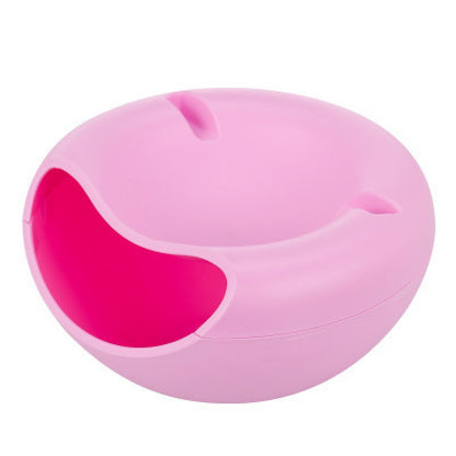 Pink Creative Lazy Snack Bowl with Phone Holder - Dual-Layer Dish for Nuts & Seeds V888-ELOSUNG33983