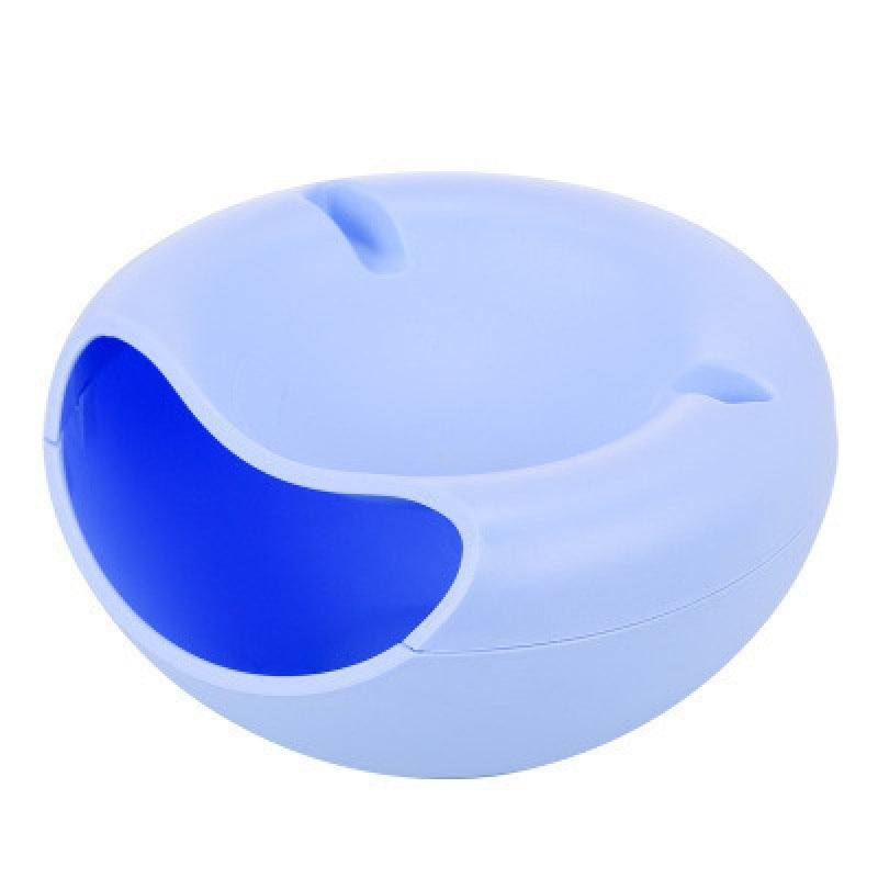 Blue Creative Lazy Snack Bowl with Phone Holder - Dual-Layer Dish for Nuts & Seeds V888-ELOSUNG33984