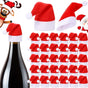 Mini Santa Hat Cutlery Holders (100-Pack) - Festive Christmas Wine Bottle Toppers & Table Decorations V888-ELOSUNG33985