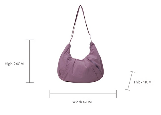 Beige Lightweight Crescent Crossbody Bag - Slouchy Nylon Hobo Purse for Casual Everyday Use V888-ELOSUNG33990