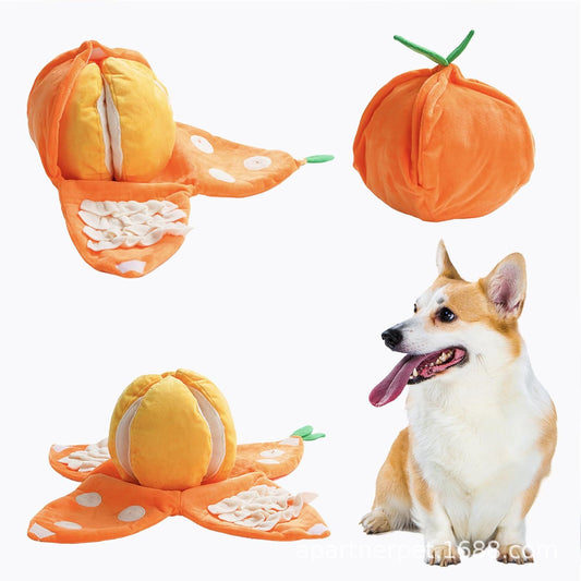 Plush Orange Squeaky Dog Toy - Interactive Fruit Chew Toy for Small Dogs & Puppies V888-ELOSUNG33991
