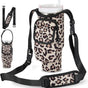 Leopard-print White Insulated Tumbler Carrier Pouch with Adjustable Strap & Pocket V888-ELOSUNG33996