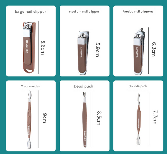 Coffee Professional 13-Piece Manicure & Pedicure Set - Anti-Splash Carbon Steel Nail Clippers Kit with V888-ELOSUNG33998