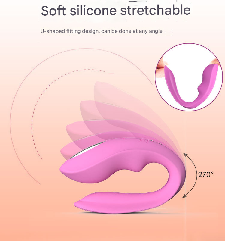Red BlissLink U-Shaped Wearable Couple's Vibrator with Remote - 12 Modes for Shared Intimacy & Solo Fun V888-ELOSUNG34007