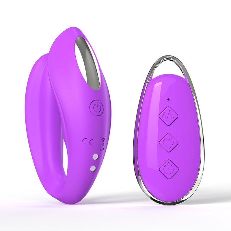 Purple BlissLink U-Shaped Wearable Couple's Vibrator with Remote - 12 Modes for Shared Intimacy & Solo Fun V888-ELOSUNG34008