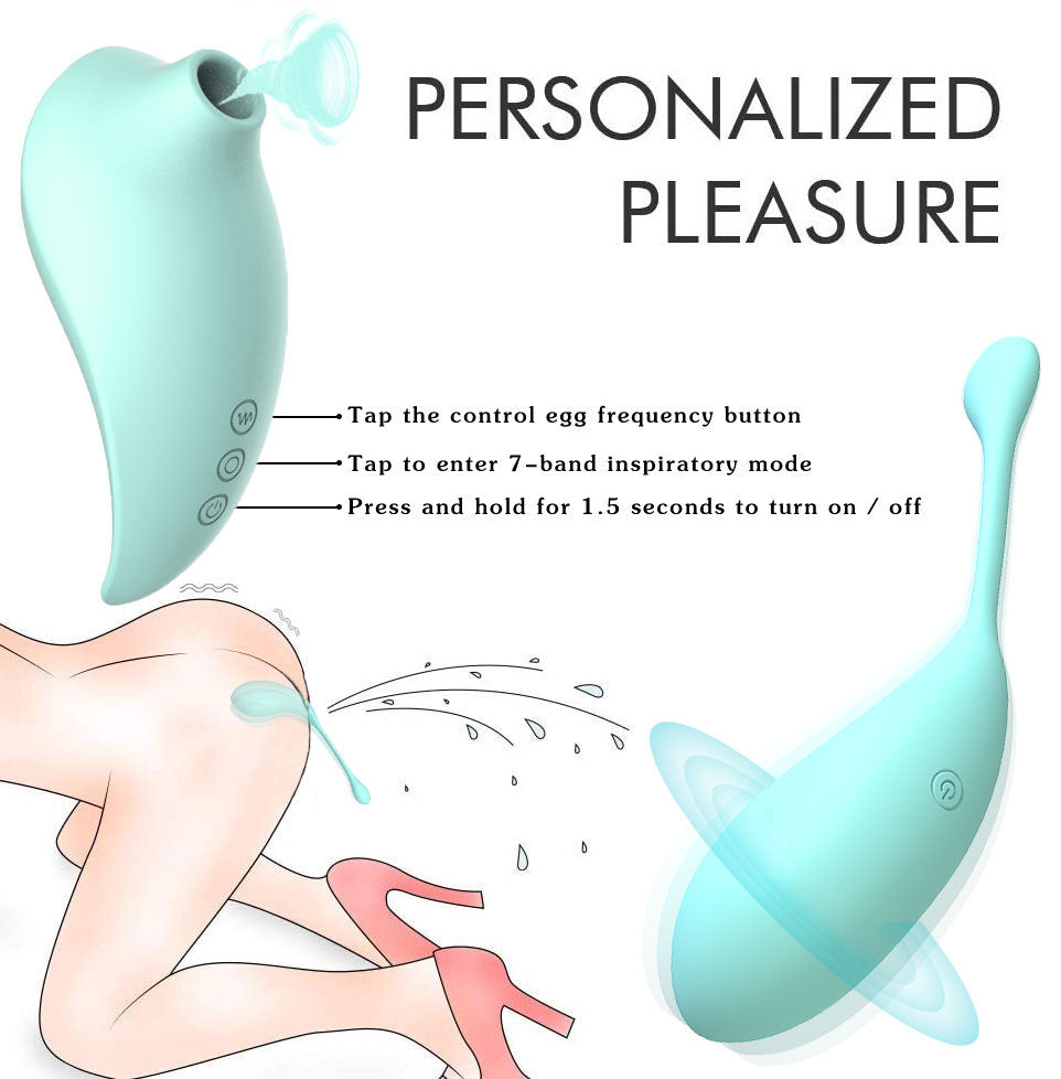 Green PulseWave Waterproof Clitoral Sucker & Vibrating G-Spot Teaser - 7 Suction Modes, USB Rechargeable V888-ELOSUNG34010
