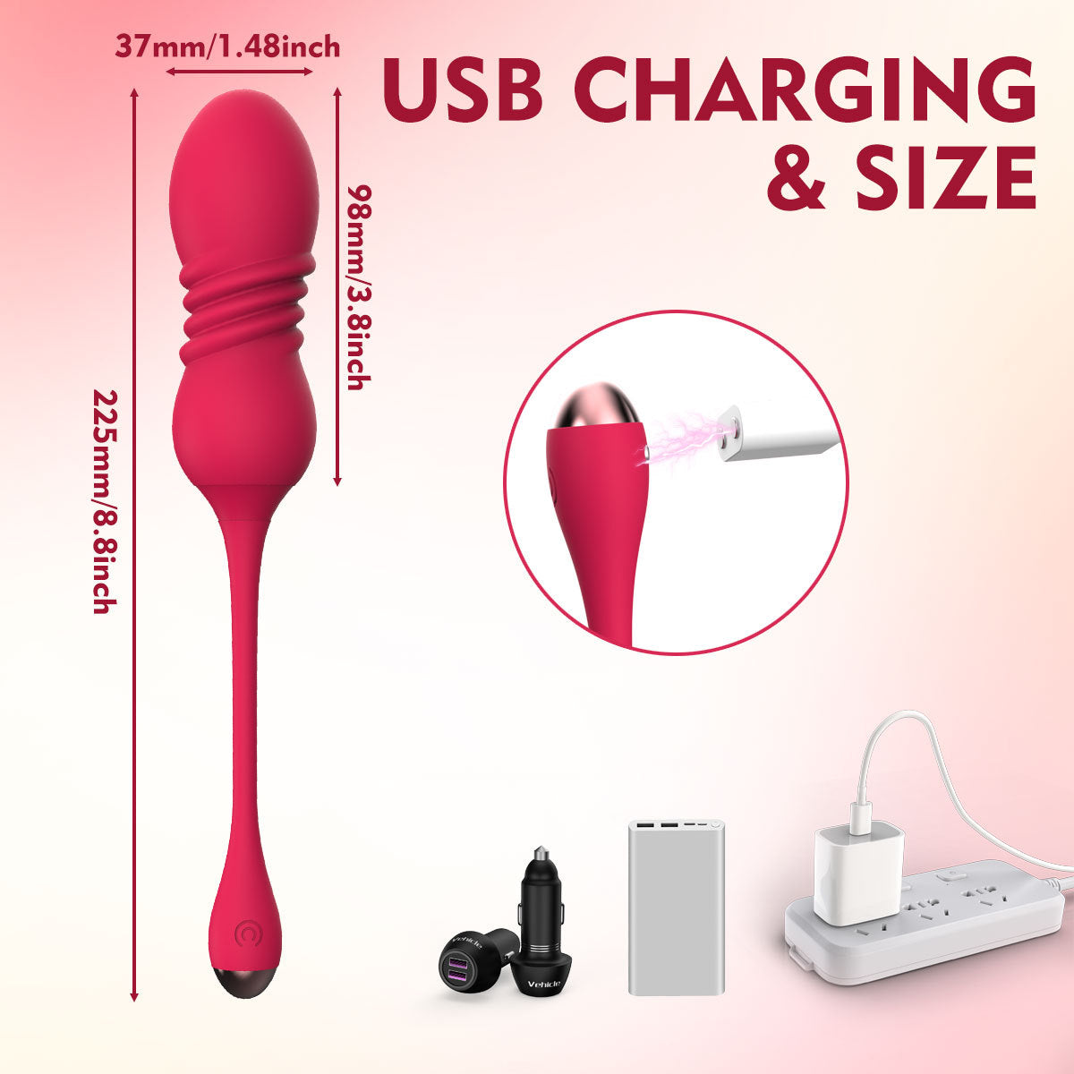 Purple ThrustWave Remote Control Vibrating & Telescopic Pleasure Egg - 12 Vibe & 3 Thrust Modes, Wearable Fun V888-ELOSUNG34012