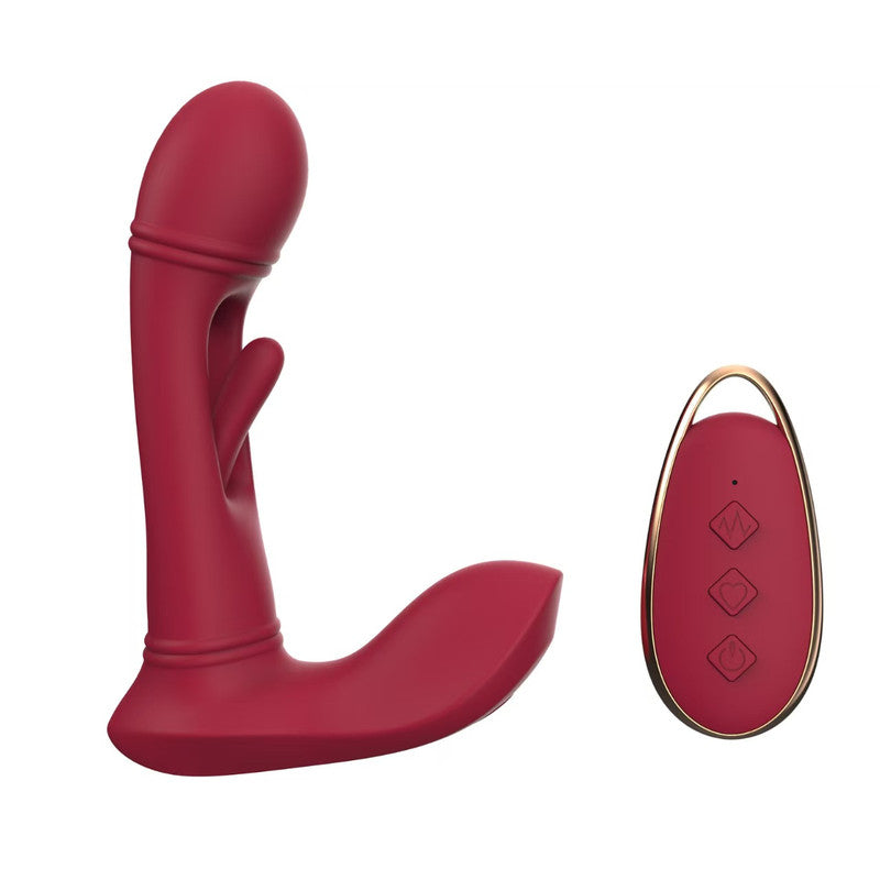 Red Wearable Vibrating Stimulator with Remote - Dual-Action Couples' Toy V888-ELOSUNG34013
