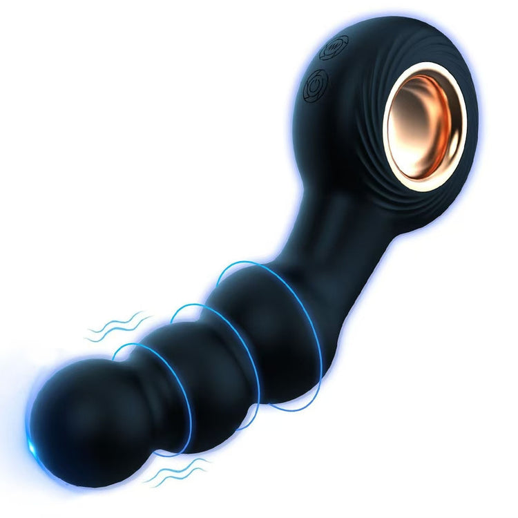 Black Handheld G-Spot & Prostate Massager with Beads- (USB Rechargeable) V888-ELOSUNG34016