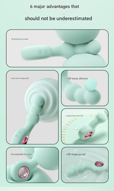 Black Handheld G-Spot & Prostate Massager with Beads- (USB Rechargeable) V888-ELOSUNG34016