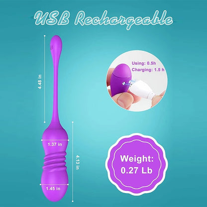 Red ThrustWave Remote Control Vibrating & Telescopic Pleasure Egg - 12 Vibe & 3 Thrust Modes, Wearable Fun V888-ELOSUNG34018