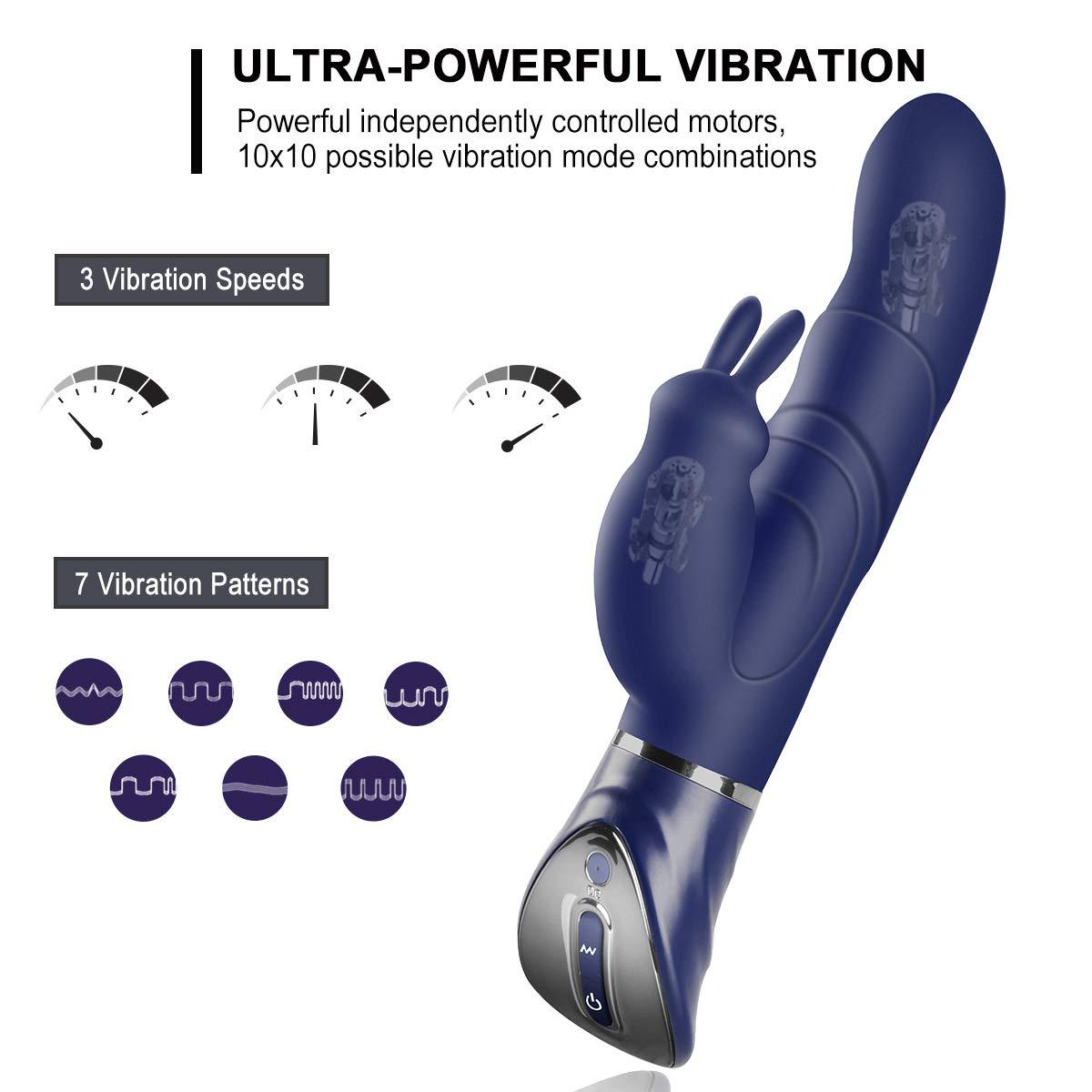 Purple Dual-Action Rabbit Vibrator - Female Pleasure Toy (USB Rechargeable) V888-ELOSUNG34020