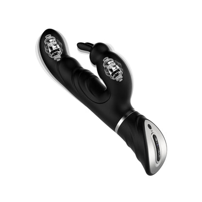 Black Dual-Action Rabbit Vibrator - Female Pleasure Toy (USB Rechargeable) V888-ELOSUNG34021