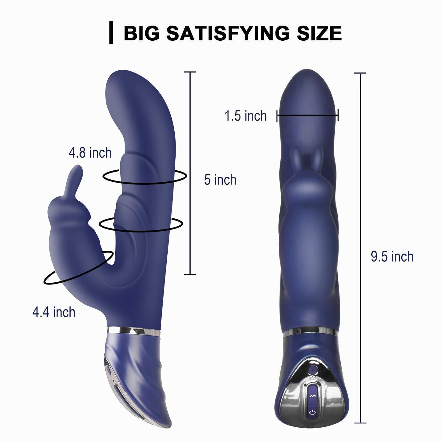 Black Dual-Action Rabbit Vibrator - Female Pleasure Toy (USB Rechargeable) V888-ELOSUNG34021