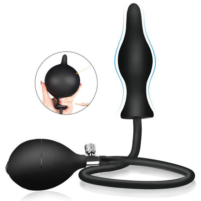 Black Classic Inflatable Butt Plug - Large Silicone Dilator V888-ELOSUNG34027