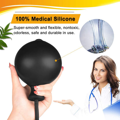 Black Classic Inflatable Butt Plug - Large Silicone Dilator V888-ELOSUNG34027