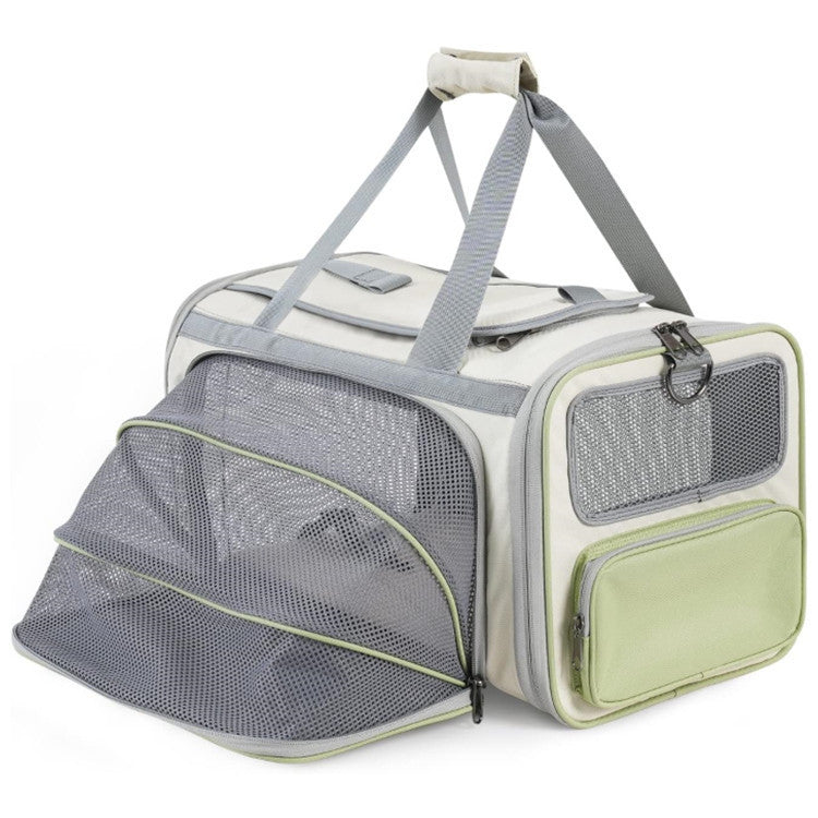 Gray Green Lightweight Foldable Pet Carrier with Straps V888-ELOSUNG34038