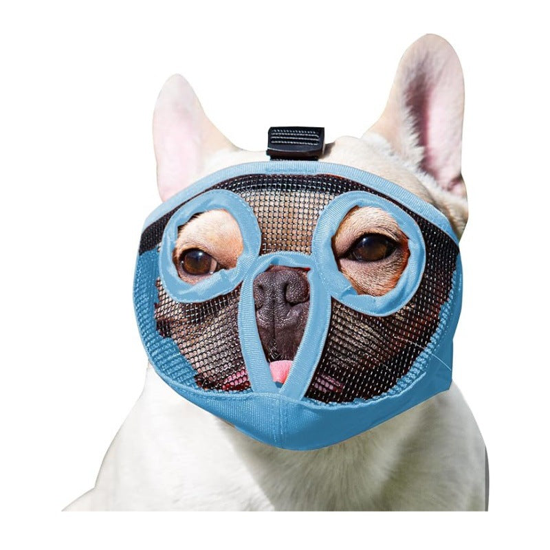 Blue Adjustable Breathable Mesh Dog Muzzle for Short-Nosed Breeds(Size L) V888-ELOSUNG34052