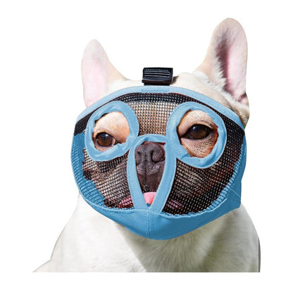 Blue Adjustable Breathable Mesh Dog Muzzle for Short-Nosed Breeds(Size L) V888-ELOSUNG34052