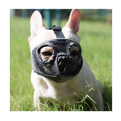 Black Adjustable Breathable Mesh Dog Muzzle for Short-Nosed Breeds(Size L) V888-ELOSUNG34053