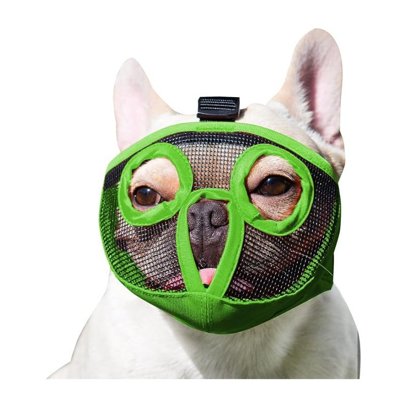 Green Adjustable Breathable Mesh Dog Muzzle for Short-Nosed Breeds(Size L) V888-ELOSUNG34054