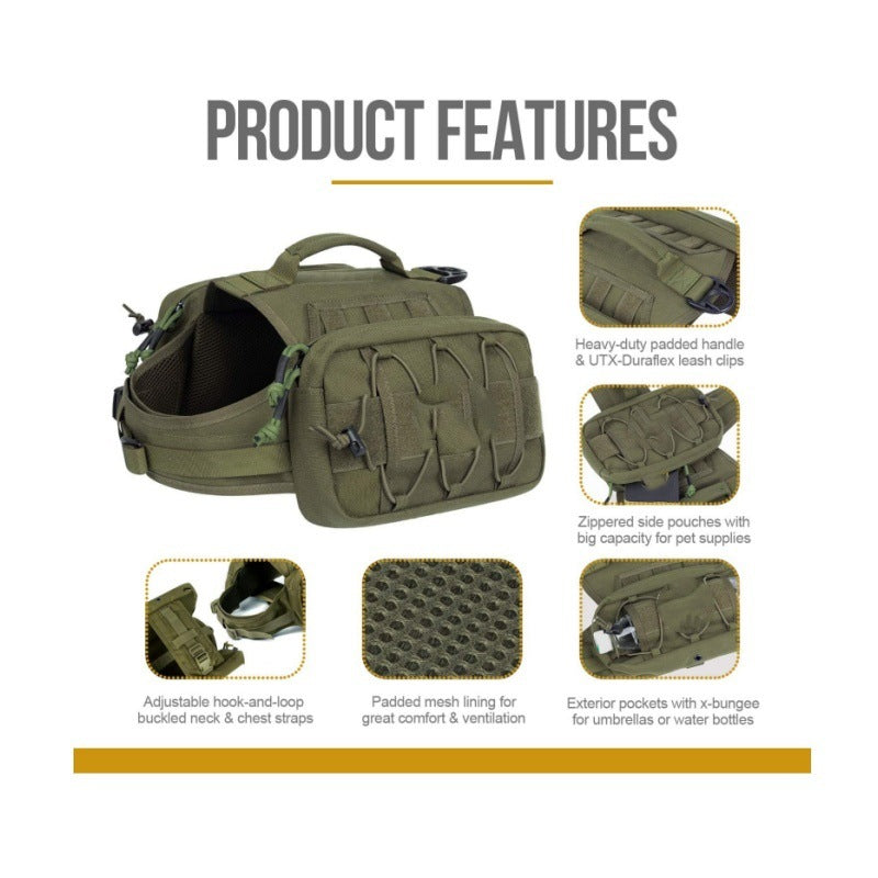 Orange Durable Dog Saddle Bag Harness for Outdoor Adventures V888-ELOSUNG34060