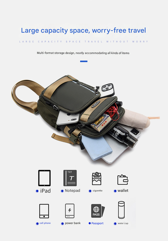 Grey Stylish Multi-Functional Men's Chest Bag - Lightweight Crossbody Sling Pack V888-ELOSUNG340659