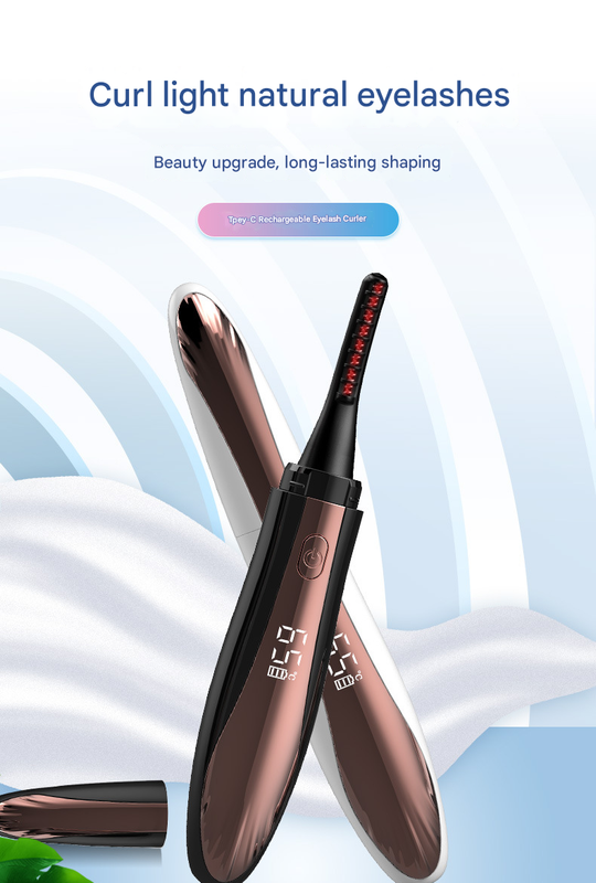 White Professional Electric Heated Eyelash Curler - 4 Temperature Settings, LED Display, USB-C Rechargeable V888-ELOSUNG34067