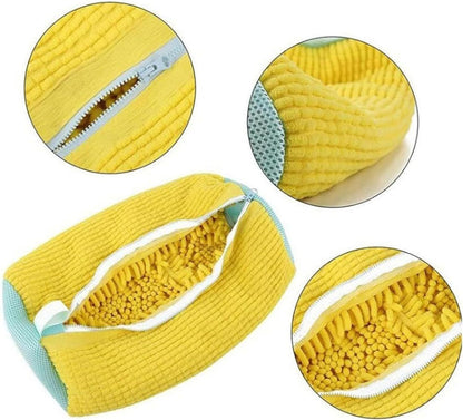 Grey 2piece Durable Sneaker Wash Bag for Washing Machine - Anti-Deformation Shoe Protector with Chenille V888-ELOSUNG34071