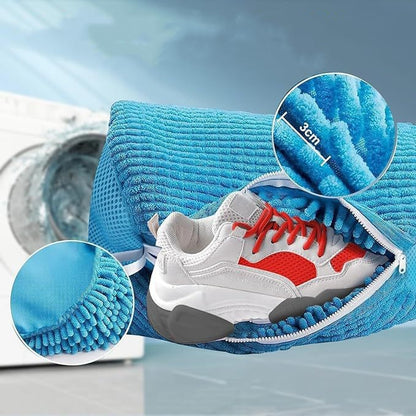 Grey 2piece Durable Sneaker Wash Bag for Washing Machine - Anti-Deformation Shoe Protector with Chenille V888-ELOSUNG34071