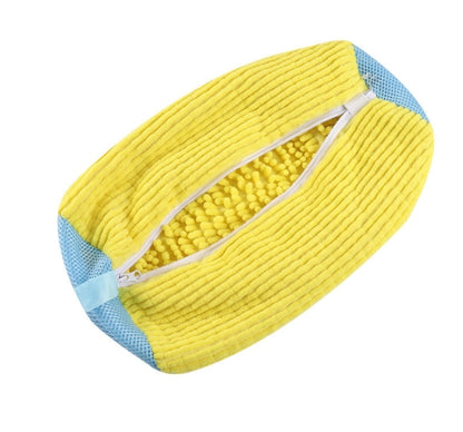 Yellow 2piece Durable Sneaker Wash Bag for Washing Machine - Anti-Deformation Shoe Protector with Chenille V888-ELOSUNG34072