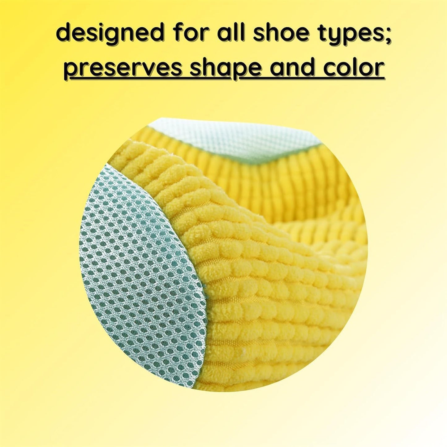 Yellow 2piece Durable Sneaker Wash Bag for Washing Machine - Anti-Deformation Shoe Protector with Chenille V888-ELOSUNG34072
