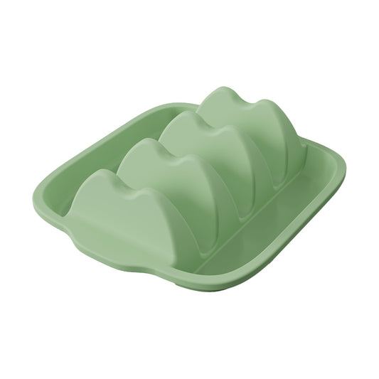 Green Silicone Taco Holder Tray - Creative Non-Slip Corn Taco Serving Rack with 4 Compartments V888-ELOSUNG34073