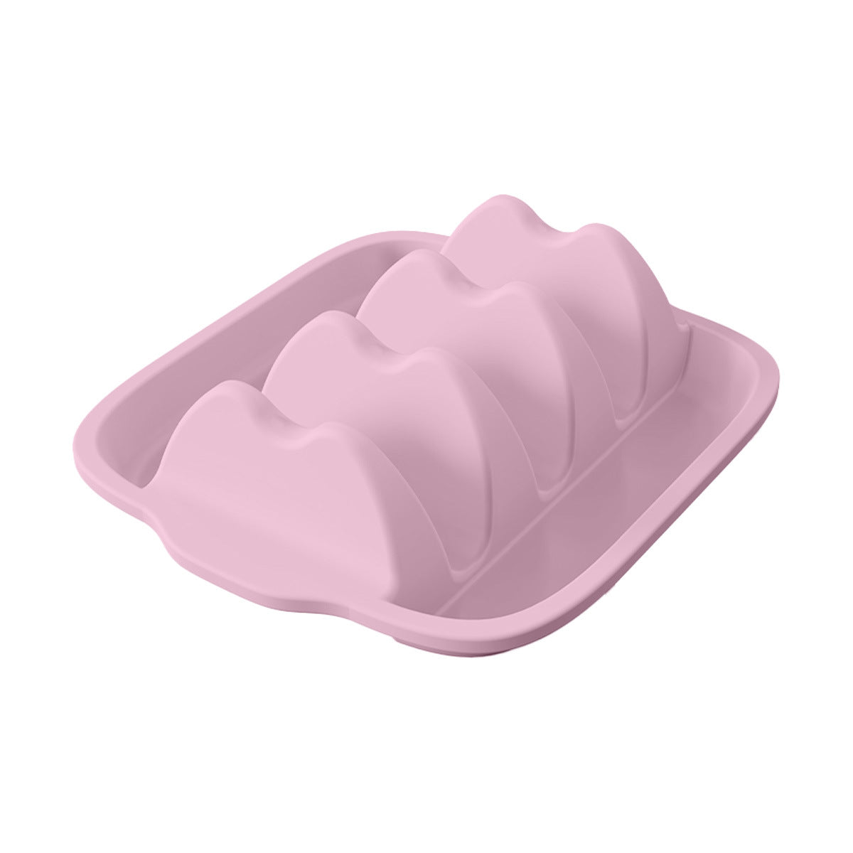 Pink Silicone Taco Holder Tray - Creative Non-Slip Corn Taco Serving Rack with 4 Compartments V888-ELOSUNG34074