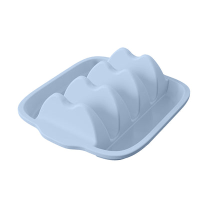 Light Blue Silicone Taco Holder Tray - Creative Non-Slip Corn Taco Serving Rack with 4 Compartments V888-ELOSUNG34075