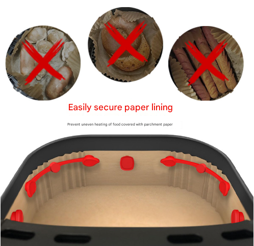 4piece Black small flower Magnetic Silicone Clips - Food-Grade High-Temperature Air Fryer Paper Liner Holders V888-ELOSUNG34078