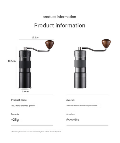 Grey Premium 7-Star Manual Coffee Grinder - Portable Bean Mil(R60pro) V888-ELOSUNG34100