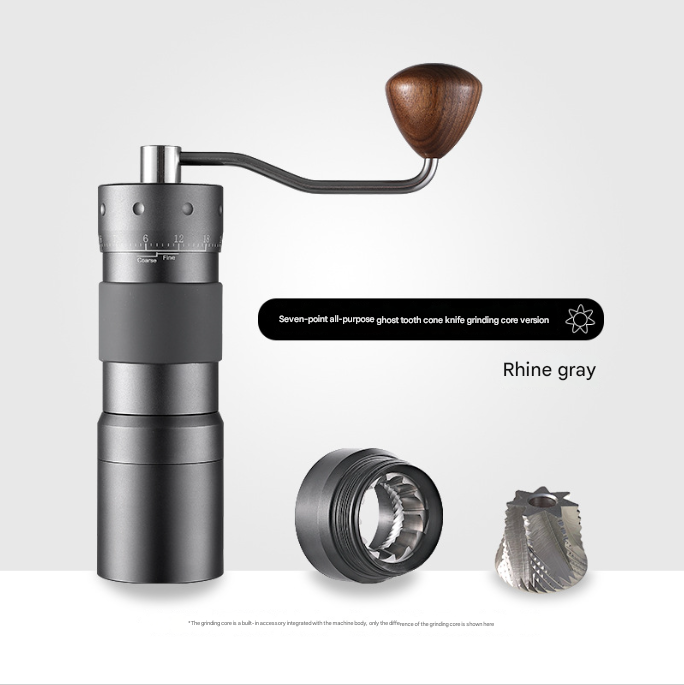 Grey Premium 7-Star Manual Coffee Grinder - Portable Bean Mil(R50pro) V888-ELOSUNG34102
