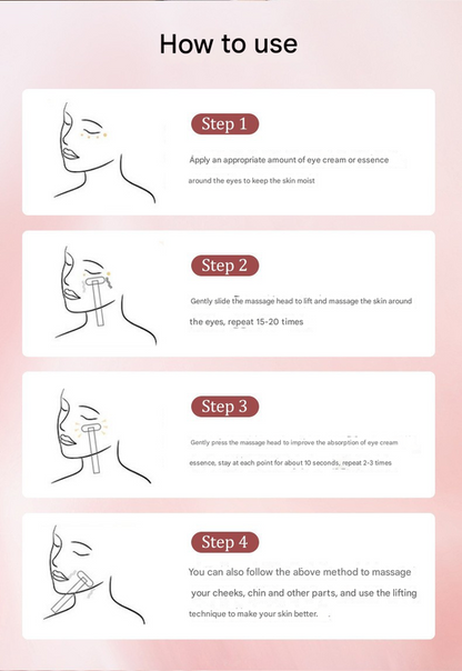 Pink New Cat Claw Eye Massager - Microcurrent Vibrating Eye Serum Device V888-ELOSUNG34107