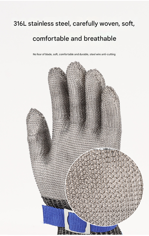 1 pair of silver A9 grade 316 stainless steel cut resistant gloves(XL) V888-ELOSUNG34115