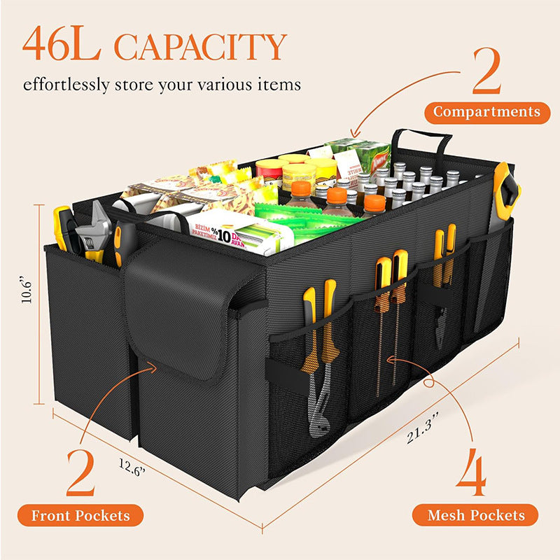 Black Car Trunk Storage Box - Foldable Organizer V888-ELOSUNG34116