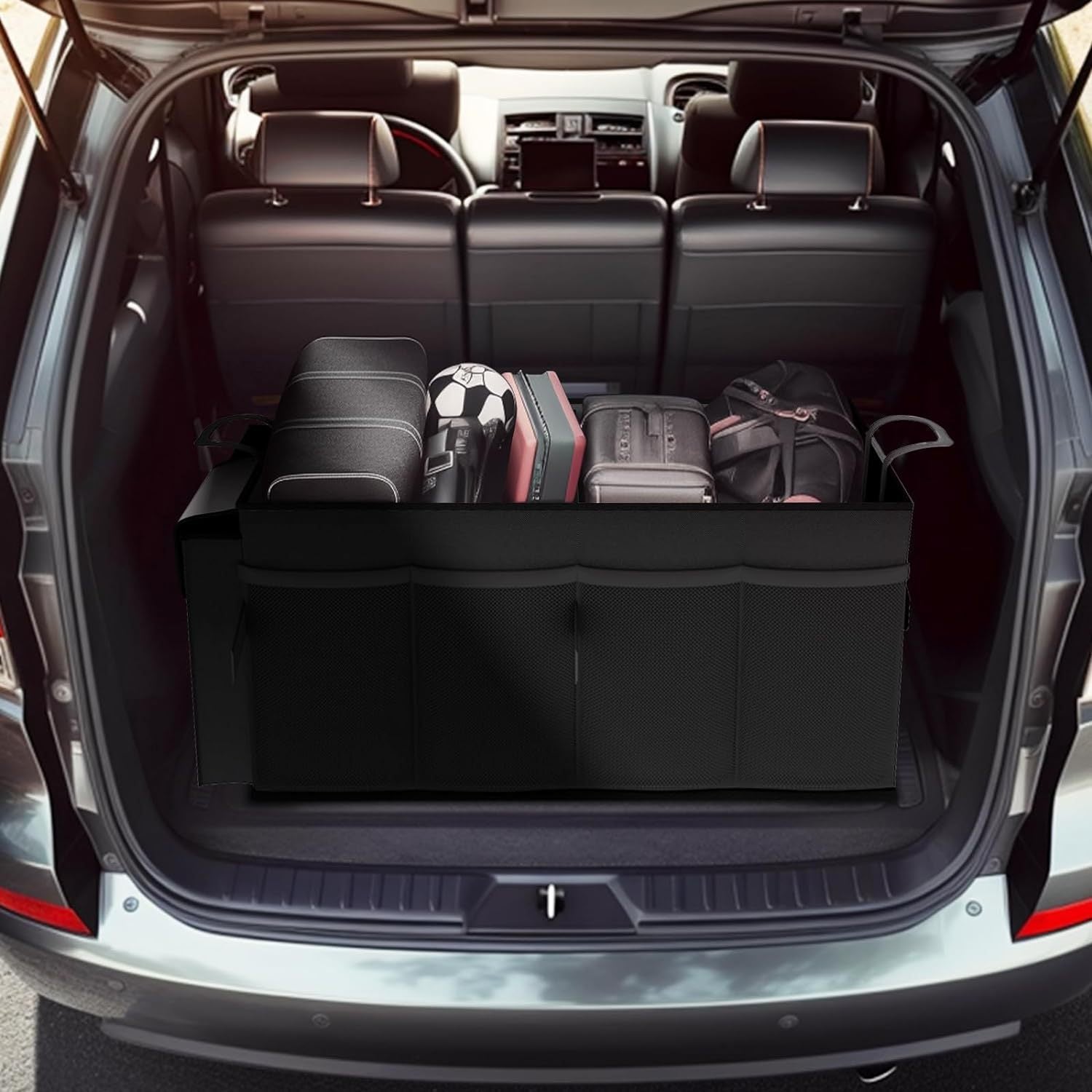 Black Car Trunk Storage Box - Foldable Organizer V888-ELOSUNG34116