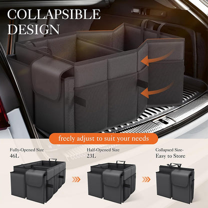 Beige Car Trunk Storage Box - Foldable Organizer V888-ELOSUNG34117