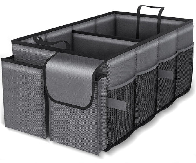 Grey Car Trunk Storage Box - Foldable Organizer V888-ELOSUNG34118