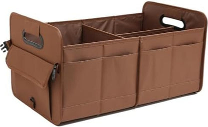 Brown Car Storage Box - Foldable Waterproof Trunk Organizer V888-ELOSUNG34121