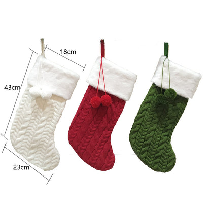 Red Large Cable Knit Christmas Stocking - Classic 43cm Holiday Decor for Fireplace Hanging V888-ELOSUNG34146